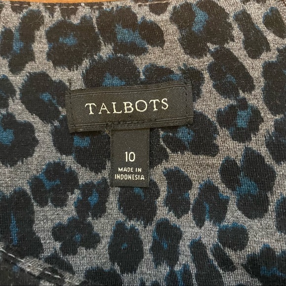 Talbots Womens Dress Size 10 Black Gray Animal Print Jersey Knit Zippered - Picture 4 of 11